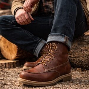 Weather Welt Moc Toe Boots Brown Leather Vibram Sole USA Mens 10D